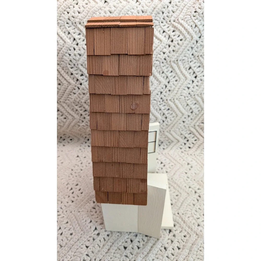 Handmade Wooden A-Frame House Shadow Box Wall Shelf Shingle Roof Cream 15in
